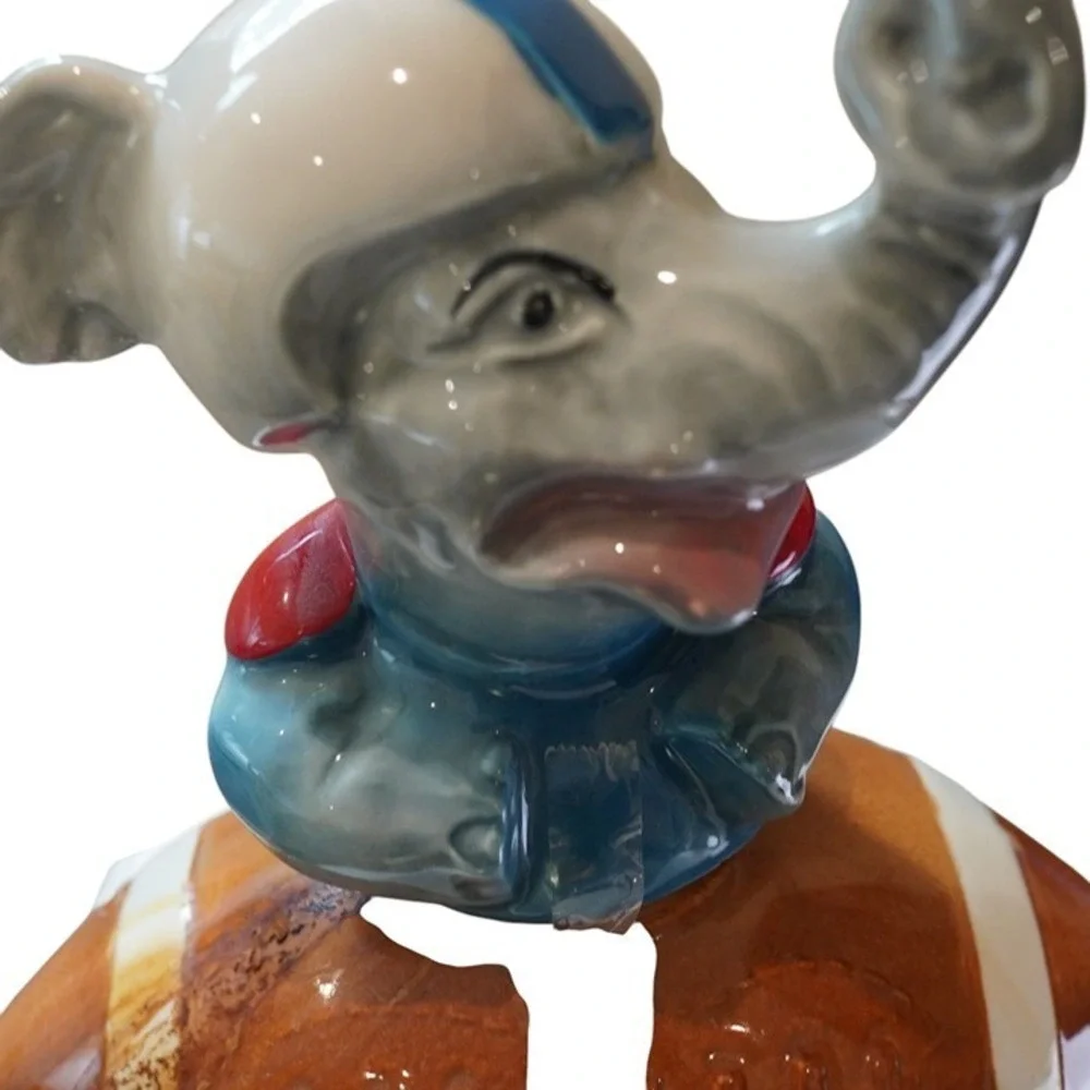 Vintage Jim Beam‎ Decanter Elephant Football Player OS Blue Brown Collectible